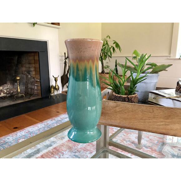 Vintage Studio Pottery Large Vase, Mid Century Pottery, Retro, Drip Glaze - Picture 3 of 9